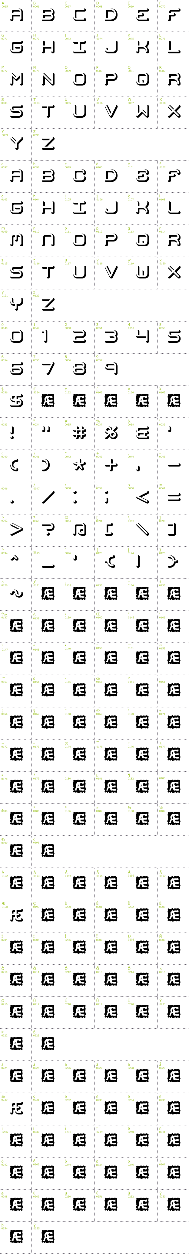 Full CharMap: Mishmash Fuse BRK font