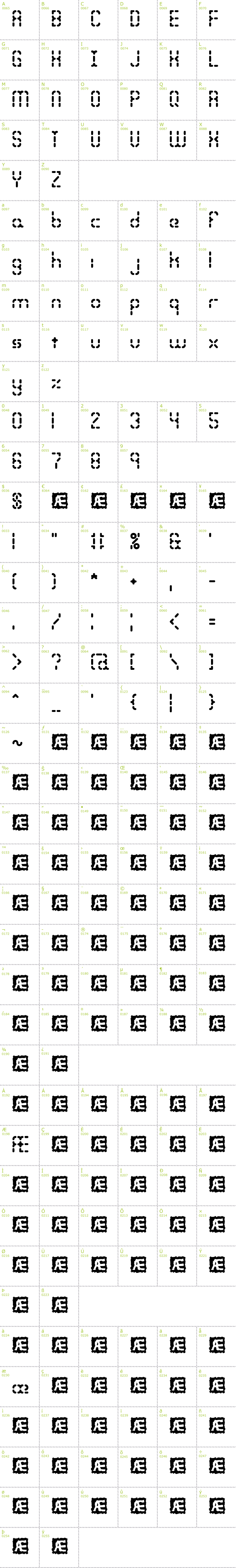 Full CharMap: Bleak Segments BRK font