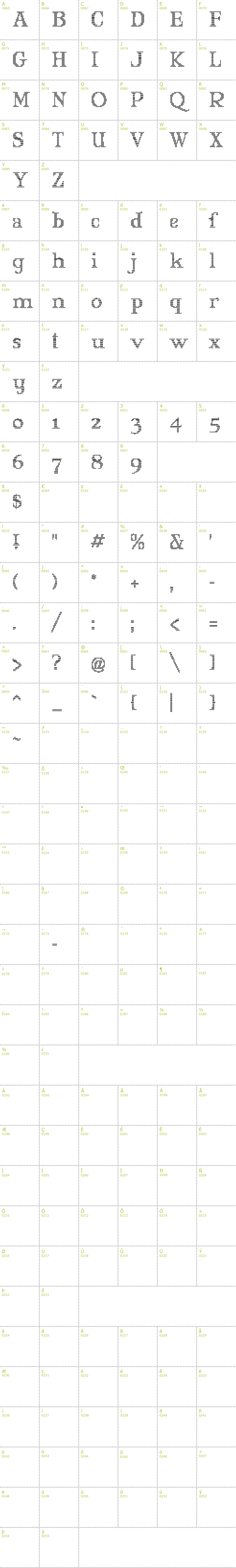 Full CharMap: Mary Jane Olyff font
