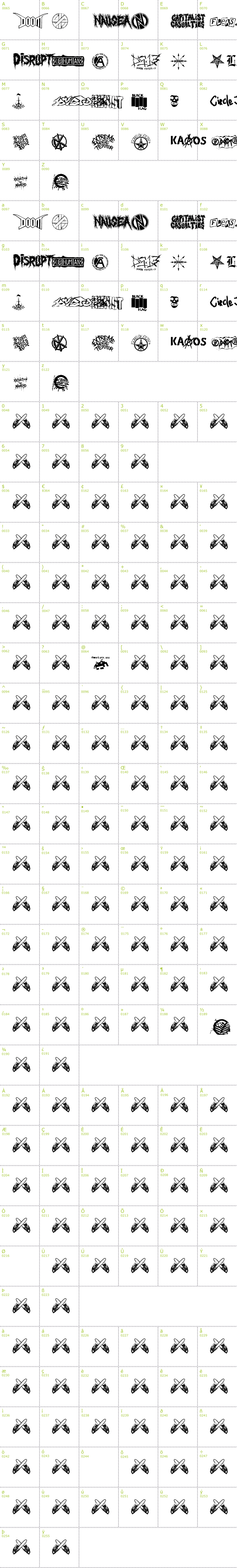 Full CharMap: Punk Rawk font