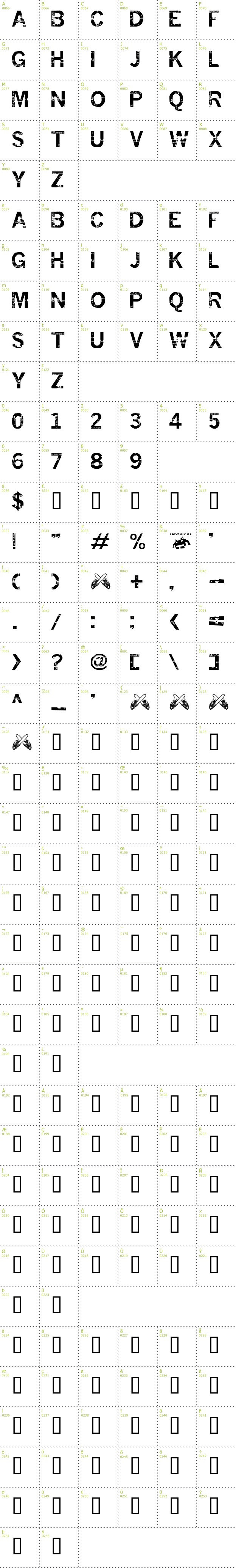 Full CharMap: Insomnesia font