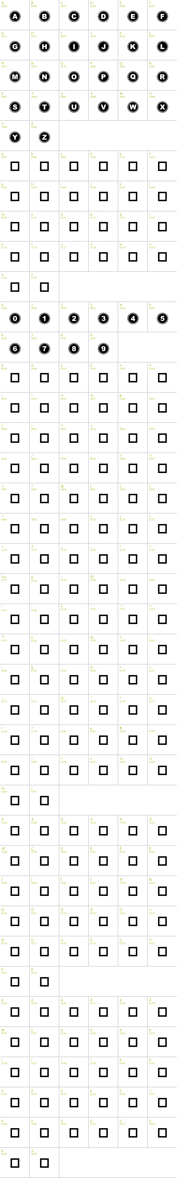 Full CharMap: 4YEO IN font