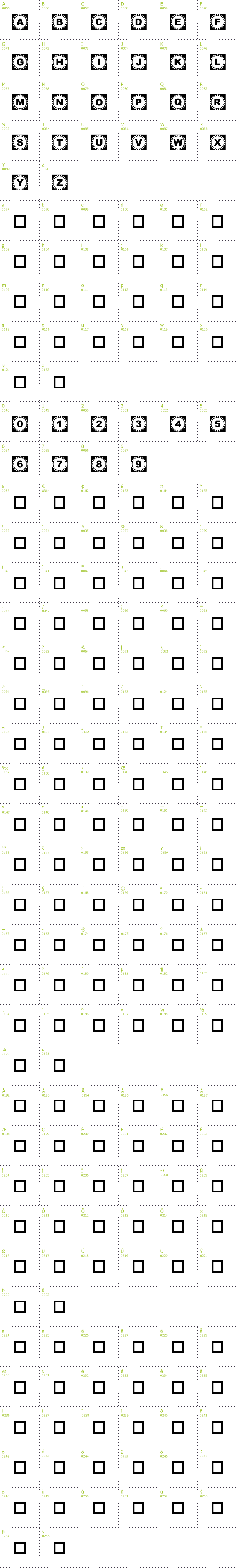 Full CharMap: 4YEO Out font