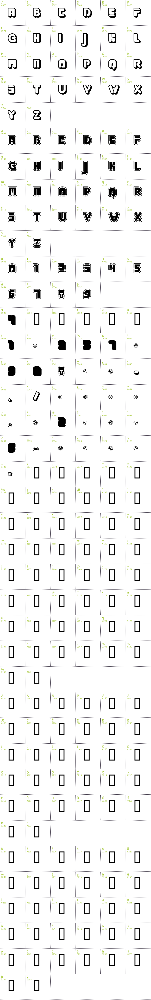 Full CharMap: Jabbie Junior font