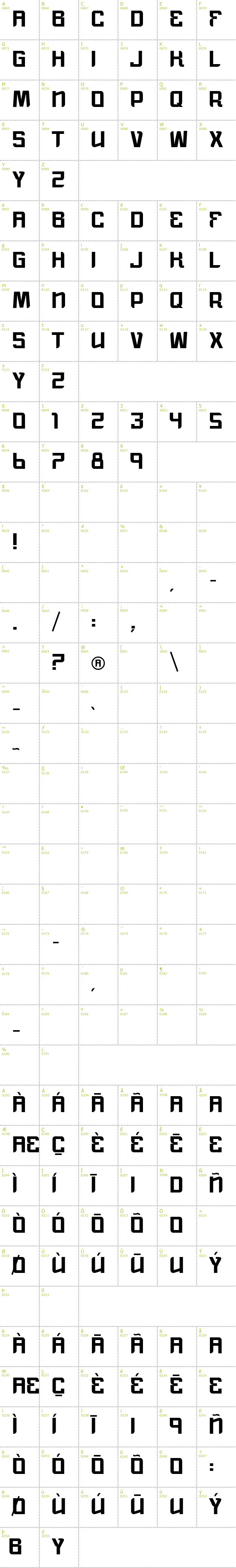 Full CharMap: VTKS Morning Rain font