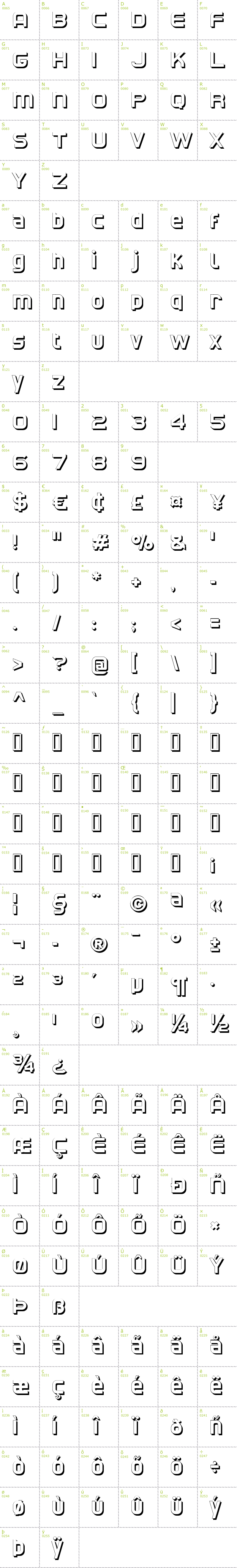 Full CharMap: CAT North Shadow font