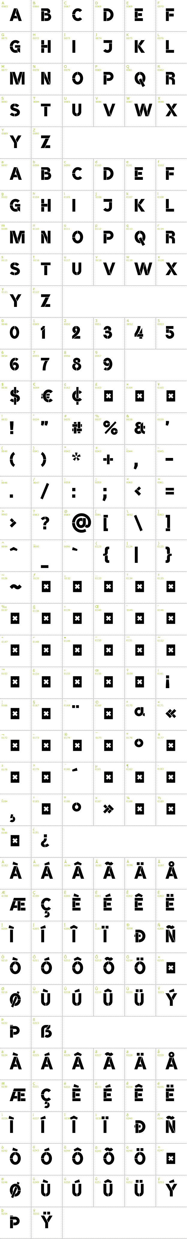 Full CharMap: BroshK font