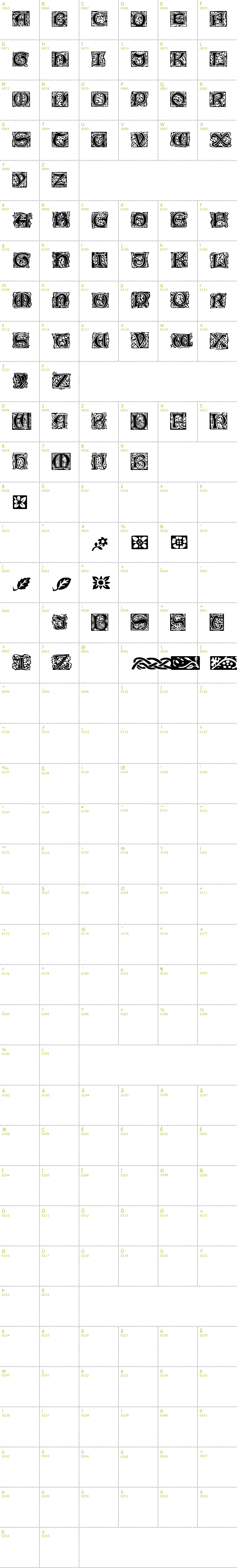 Full CharMap: Morris Jenson Initialen font