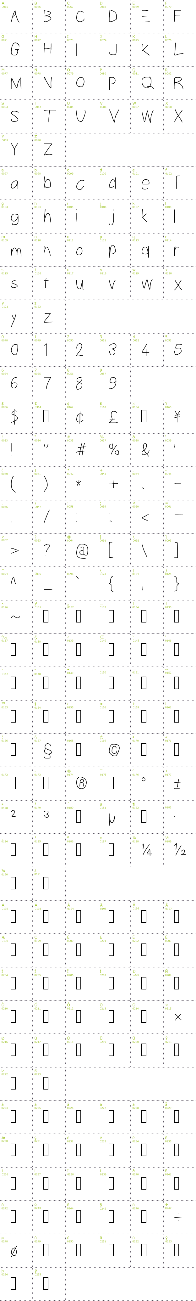 Full CharMap: Take Off font