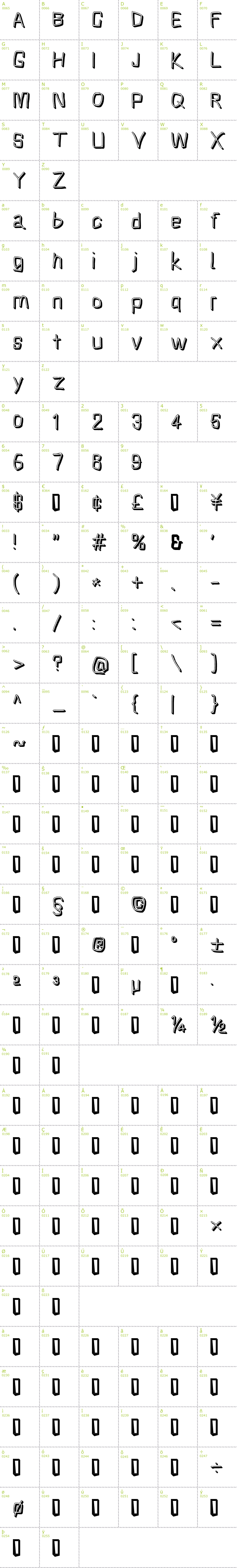 Full CharMap: Squarish Shadow font