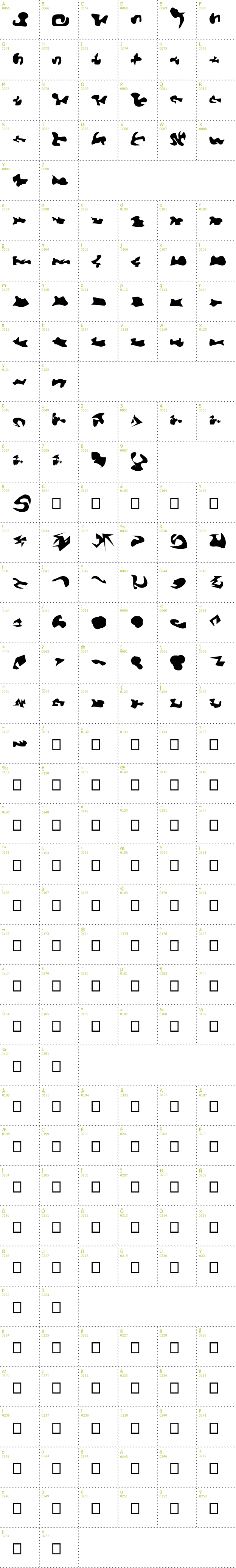 Full CharMap: Camo3 font