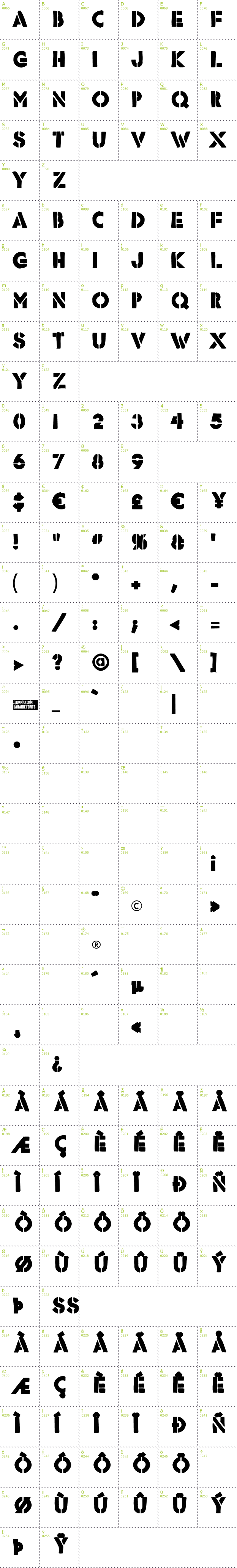 Full CharMap: Rafika font