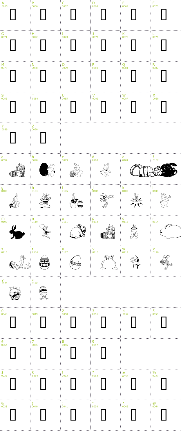 Character Mini-Map: WM Easter font