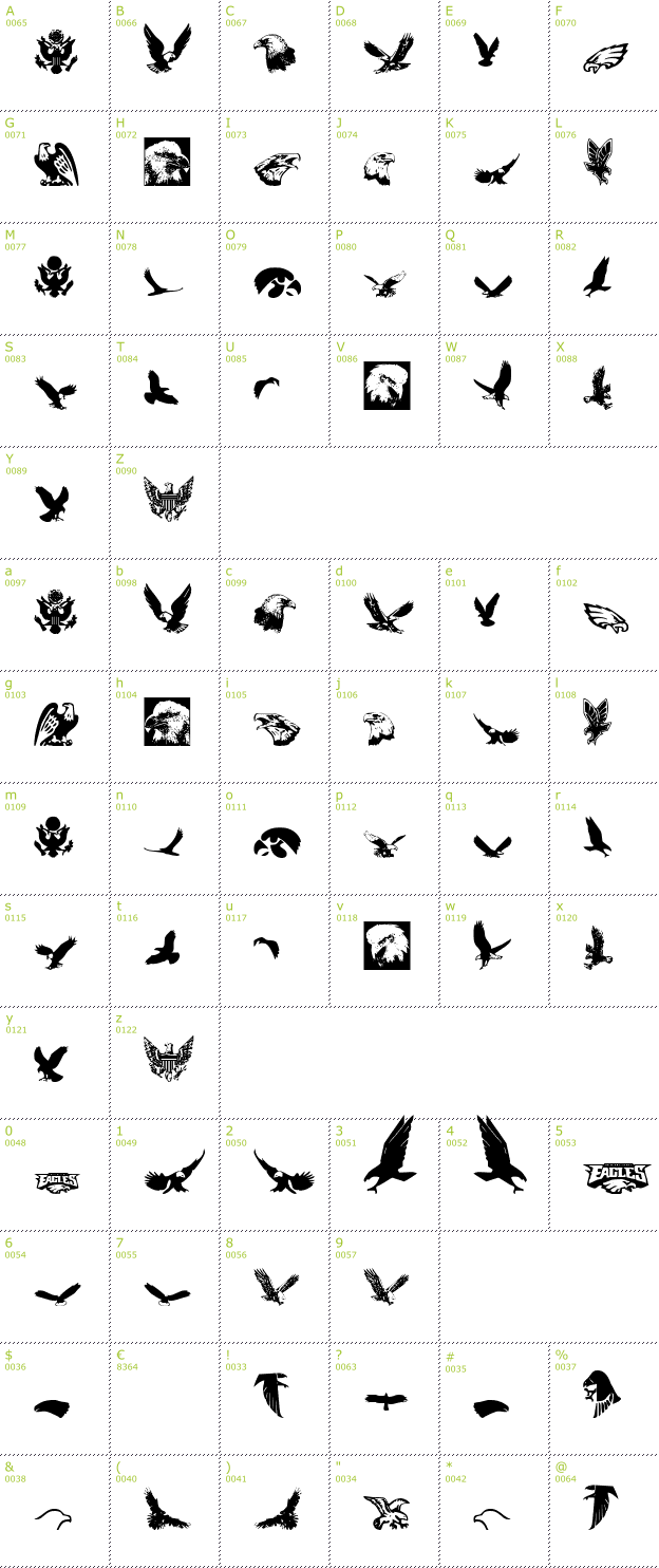Character Mini-Map: Eagle Mania font