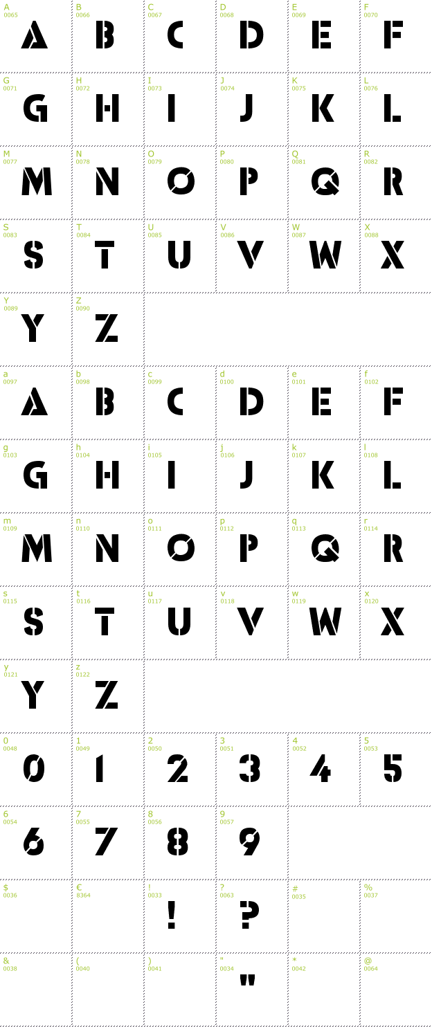 Character Mini-Map: ICBM SS-20 font