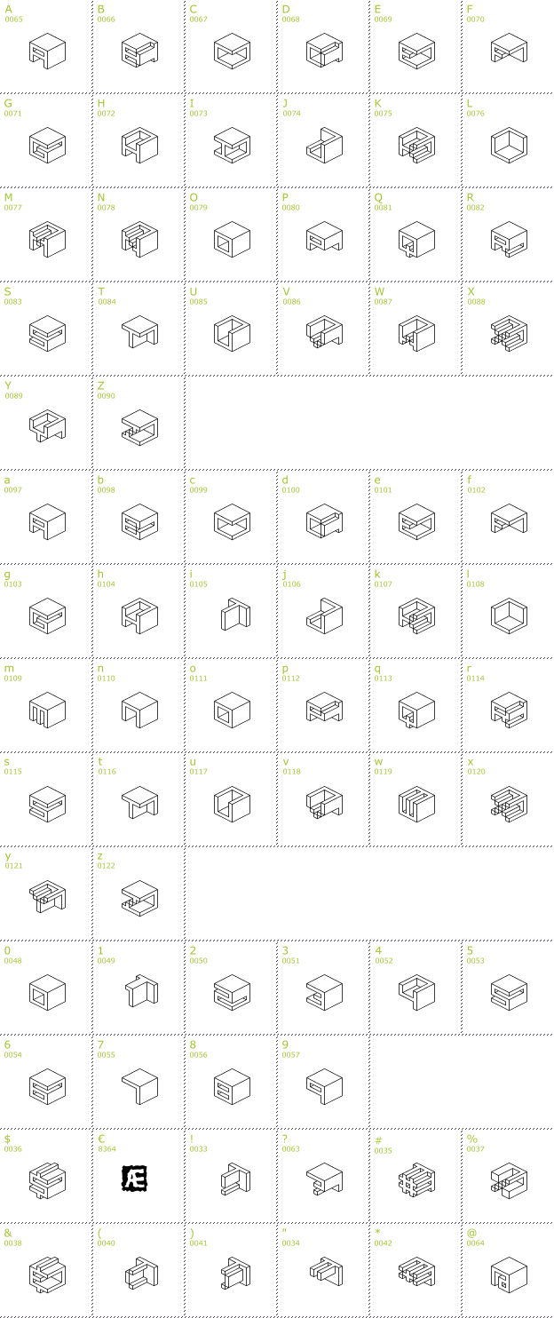 Character Mini-Map: Qbicle font