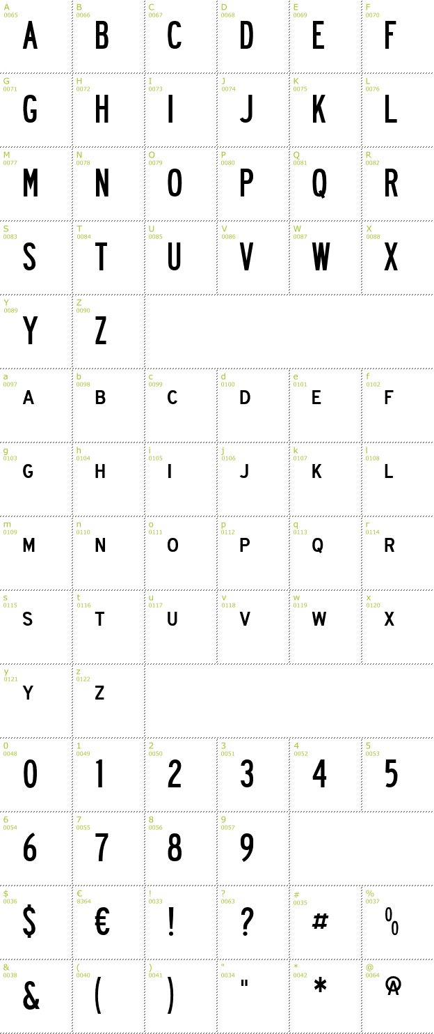 Character Mini-Map: Road way font