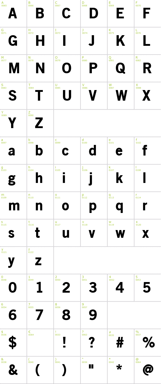 Character Mini-Map: OldSansBlack font