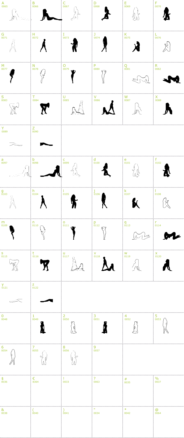 Character Mini-Map: Babe-alicious font