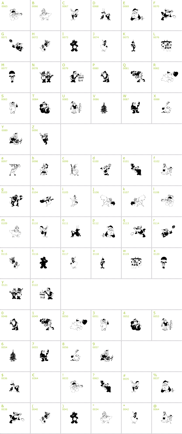 Character Mini-Map: xmas Batzz font
