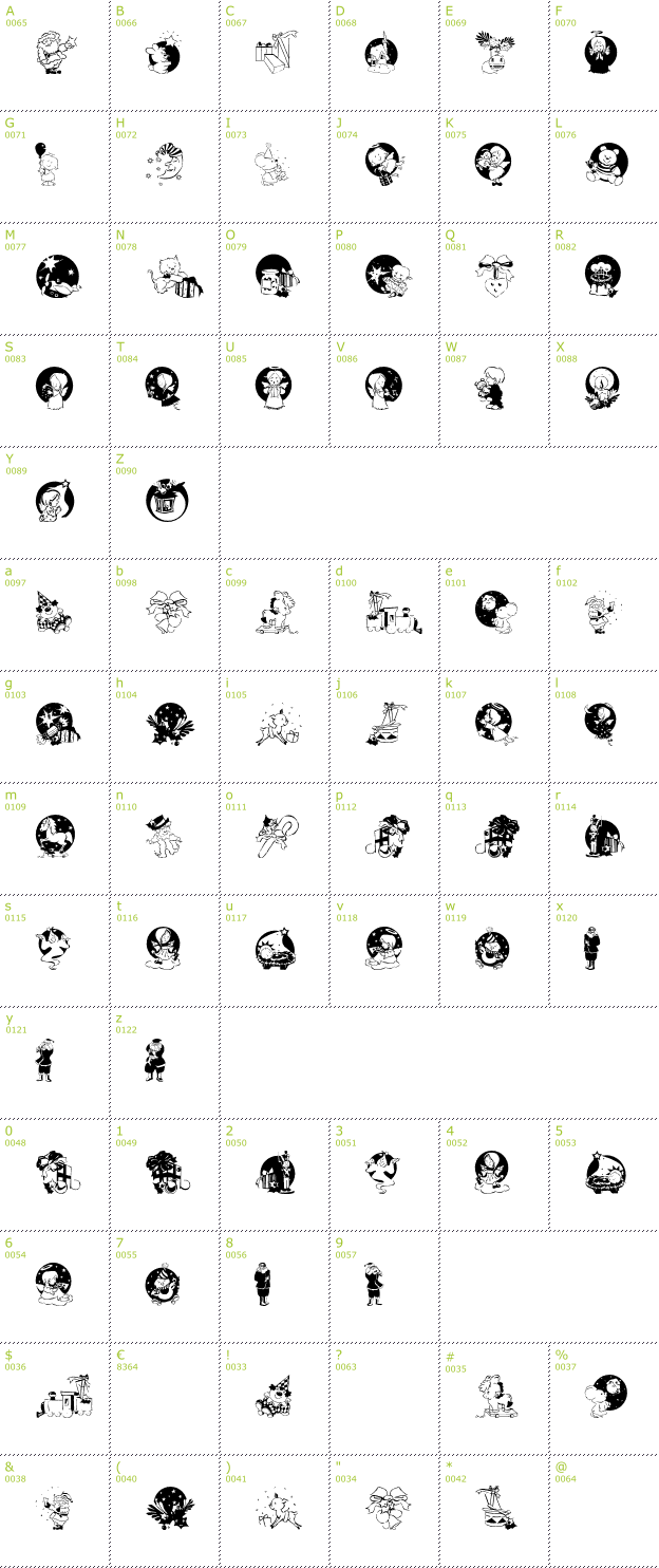 Character Mini-Map: xmas Promotion Symbols font