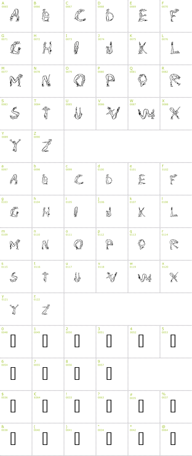 Character Mini-Map: Alpha Fitness font