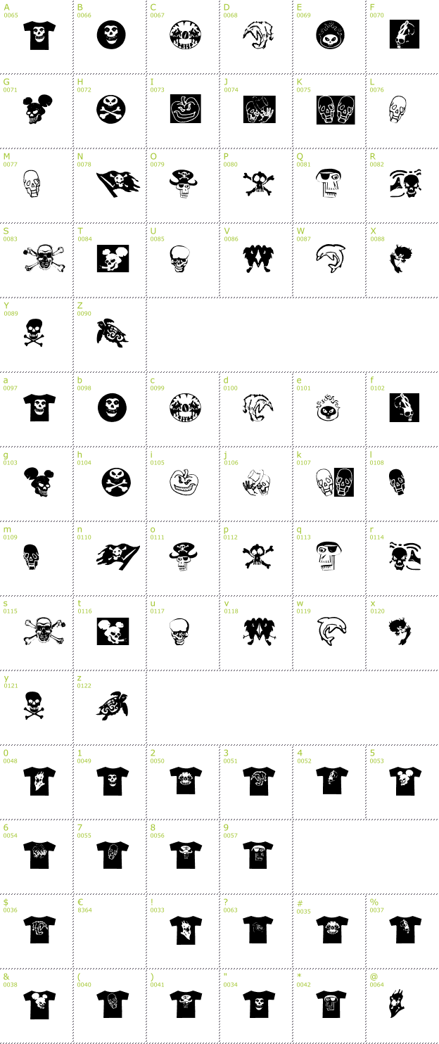 Character Mini-Map: At Last A Tshirt font