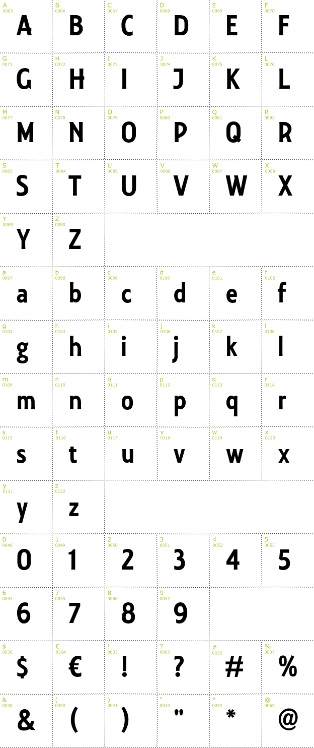 Character Mini-Map: Collegiate font