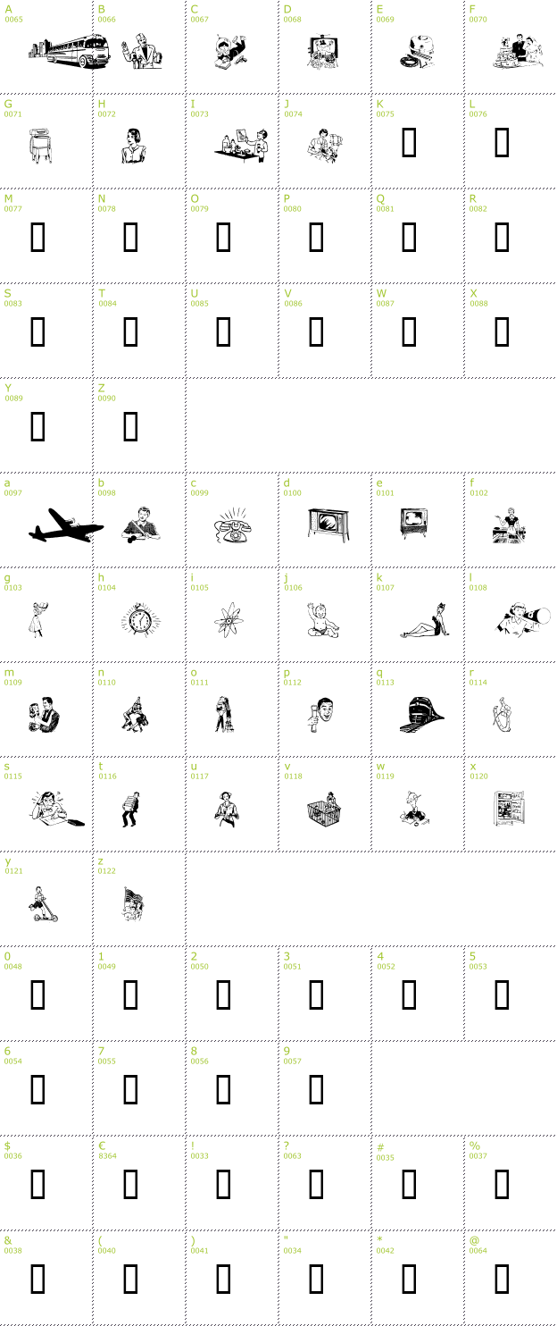 Character Mini-Map: wm The 50's font
