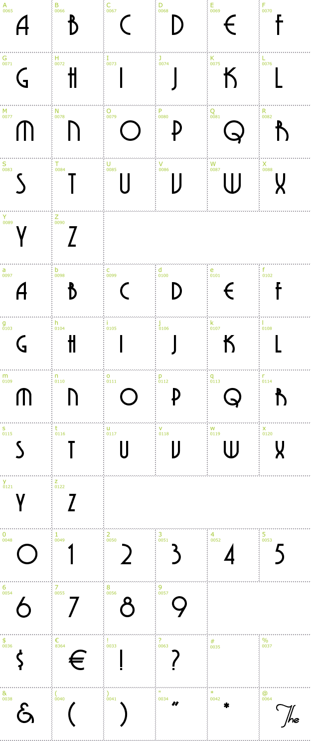 Character Mini-Map: Grenadier font