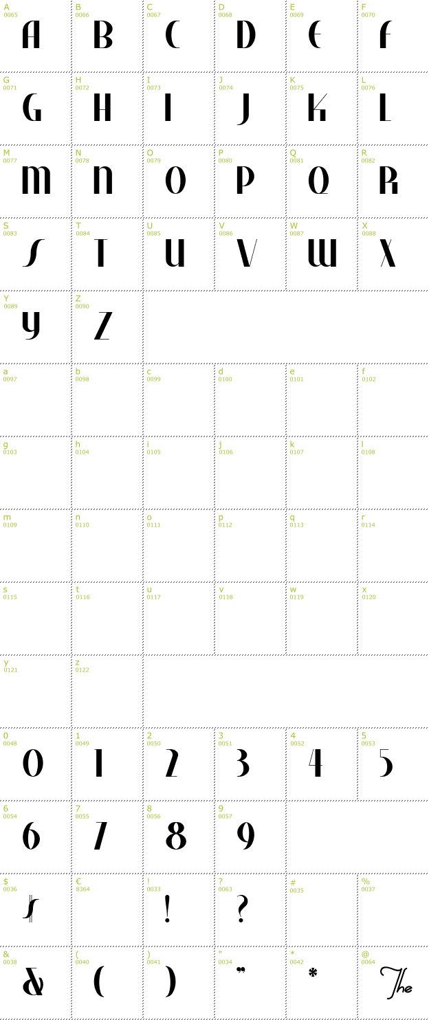 Character Mini-Map: Studebaker font