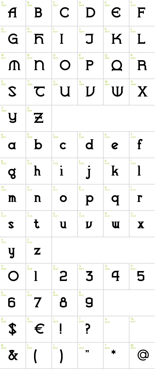 Character Mini-Map: Vlaanderen Chiseled font