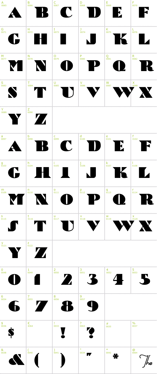 Character Mini-Map: Bric-a-Braque font