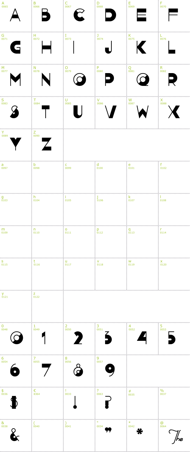 Character Mini-Map: Nightcap font