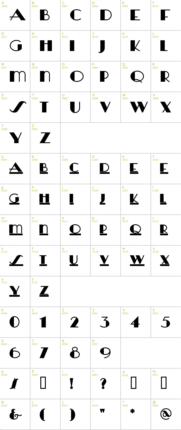 Character Mini-Map: HeraldSquare font