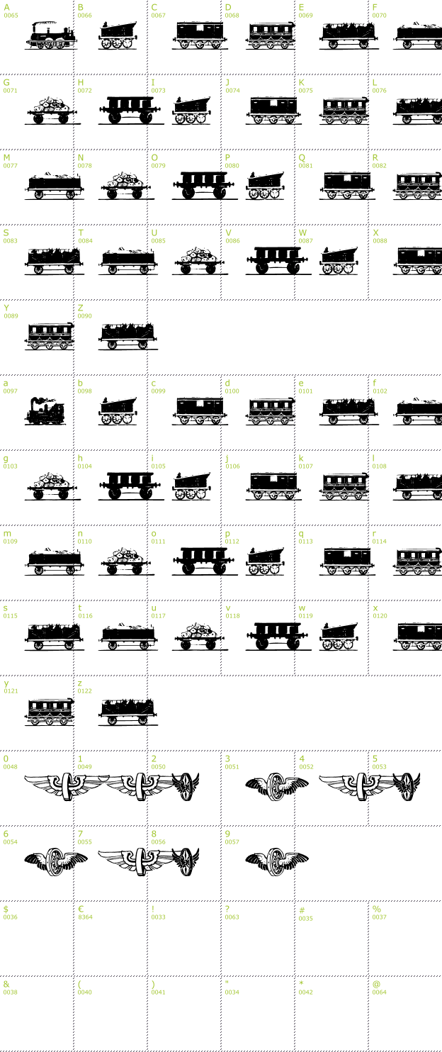 Character Mini-Map: Eisenbahn font