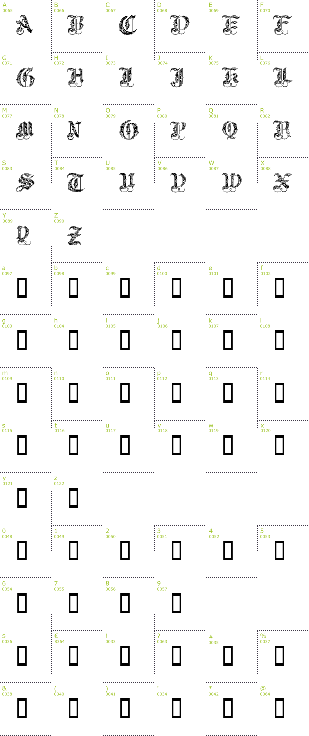 Character Mini-Map: Royal Initialen font