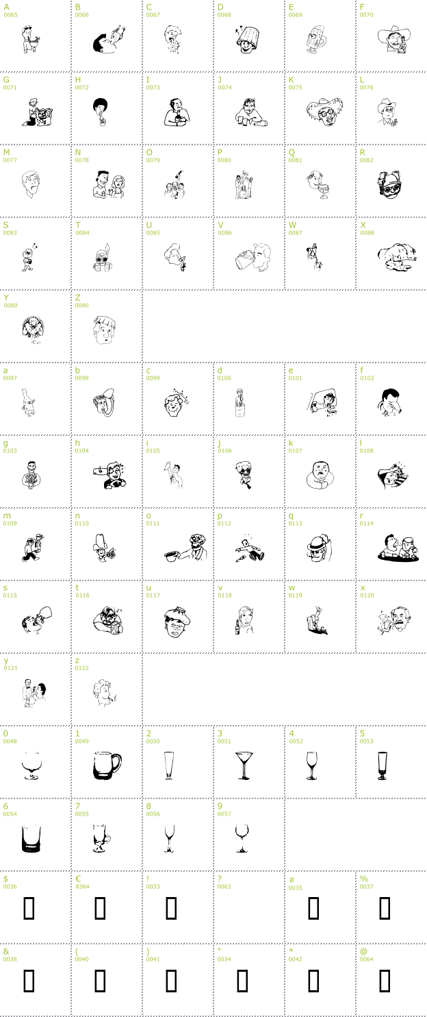 Character Mini-Map: Booze Bats font