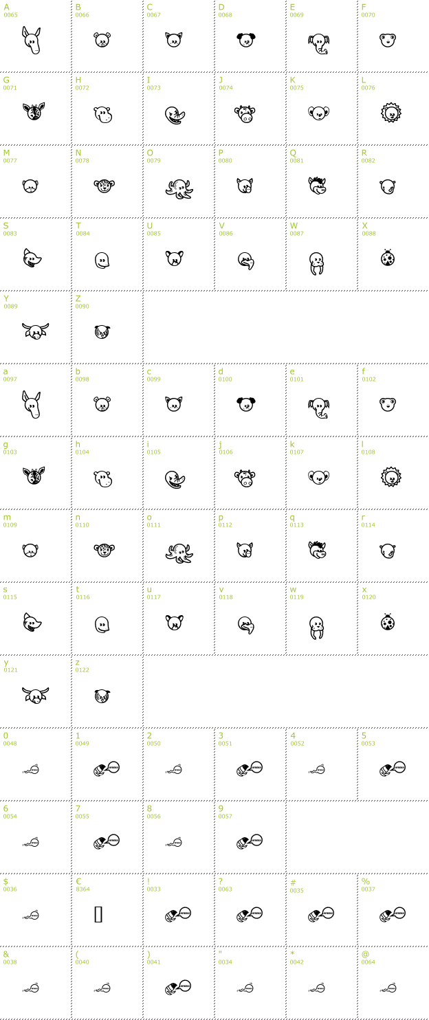 Character Mini-Map: Garanimals font