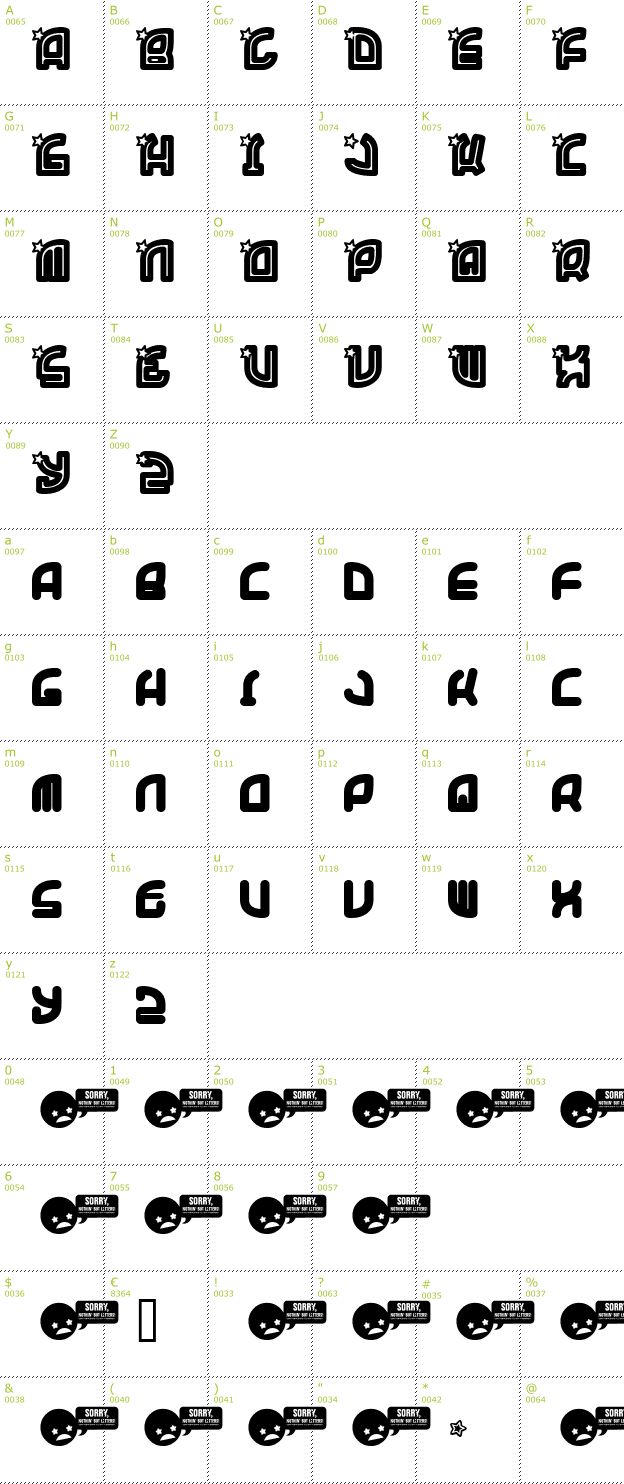 Character Mini-Map: Super Trooper font