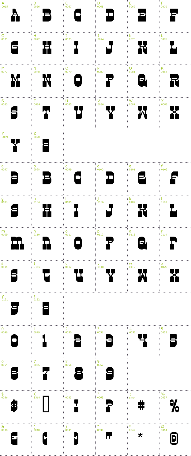 Character Mini-Map: Superfly font