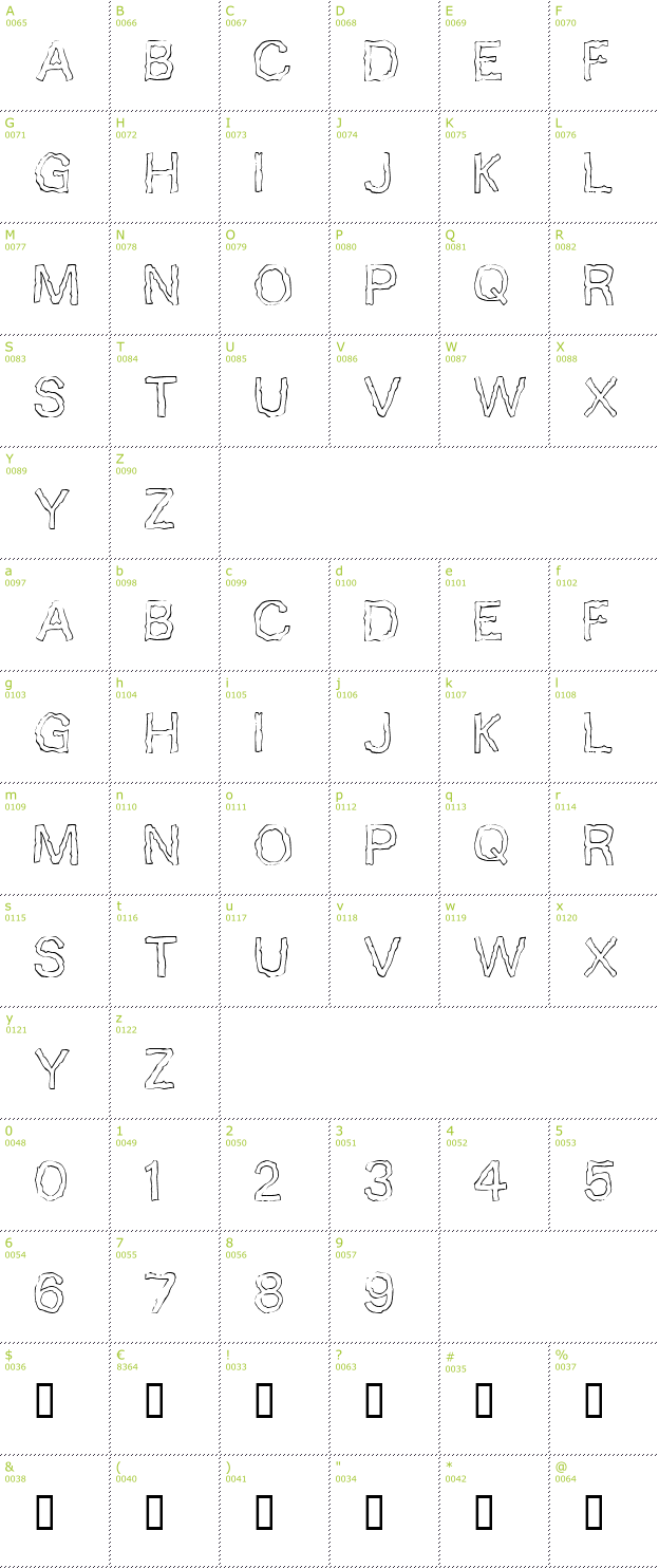 Character Mini-Map: 10 Minutes font