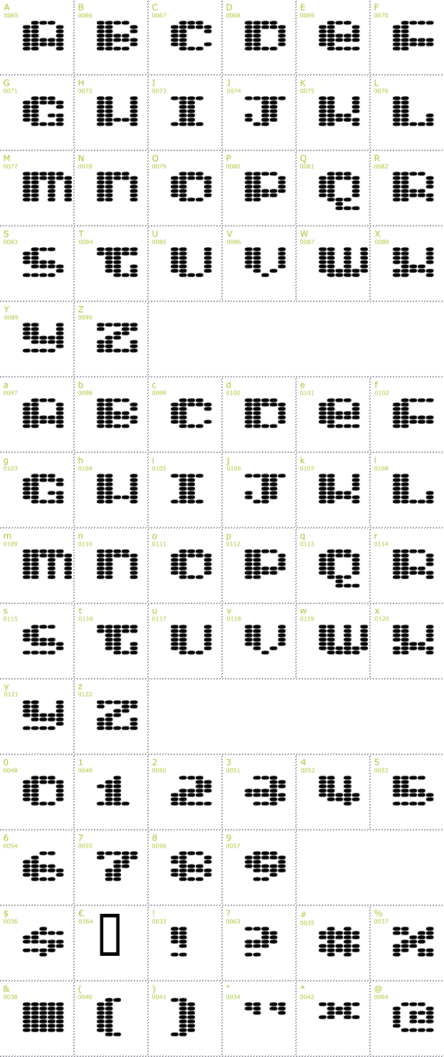 Character Mini-Map: Intergalaktika font