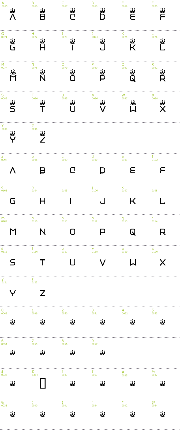 Character Mini-Map: Vinyl Repair Kit font