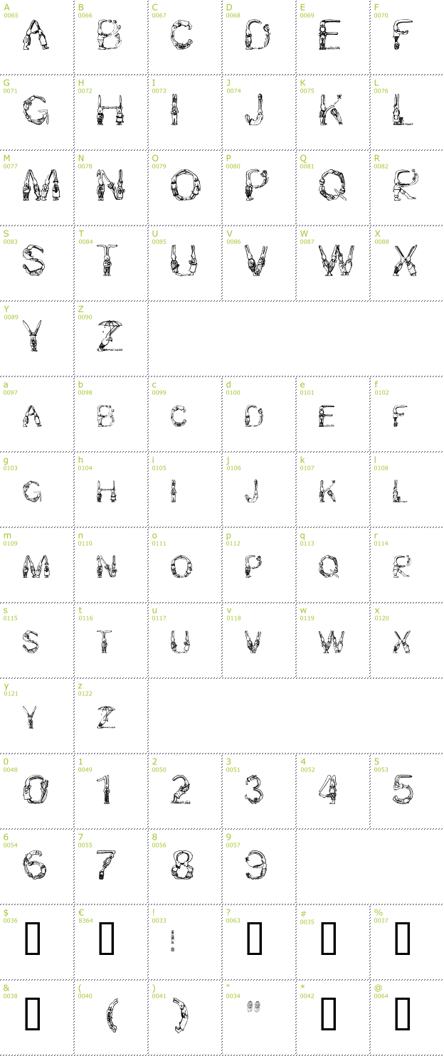 Character Mini-Map: Bunny Rabbits font