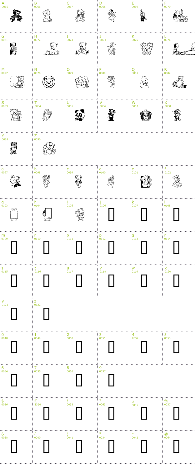 Character Mini-Map: Teddyber Too font