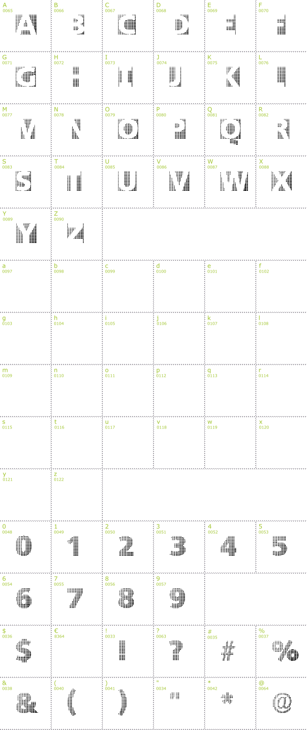 Character Mini-Map: Black White Grids A font