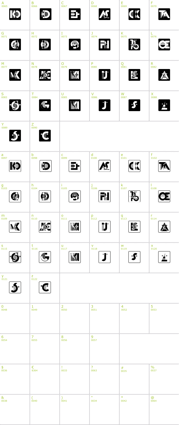 Character Mini-Map: Kassandras Monogramme font