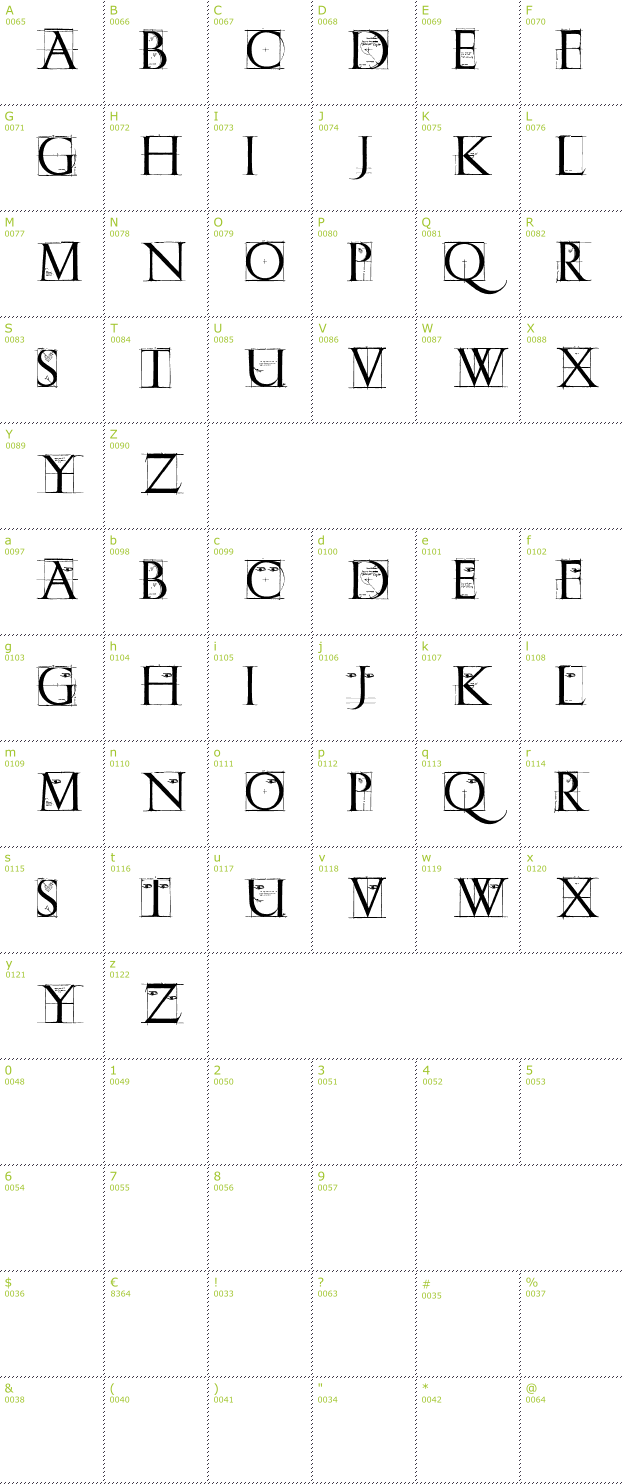 Character Mini-Map: ErikGCaps Sketches font