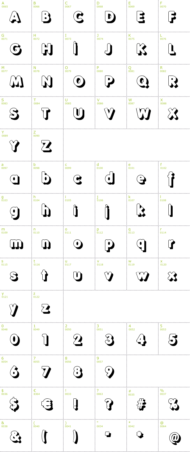 Character Mini-Map: Folks Shades font
